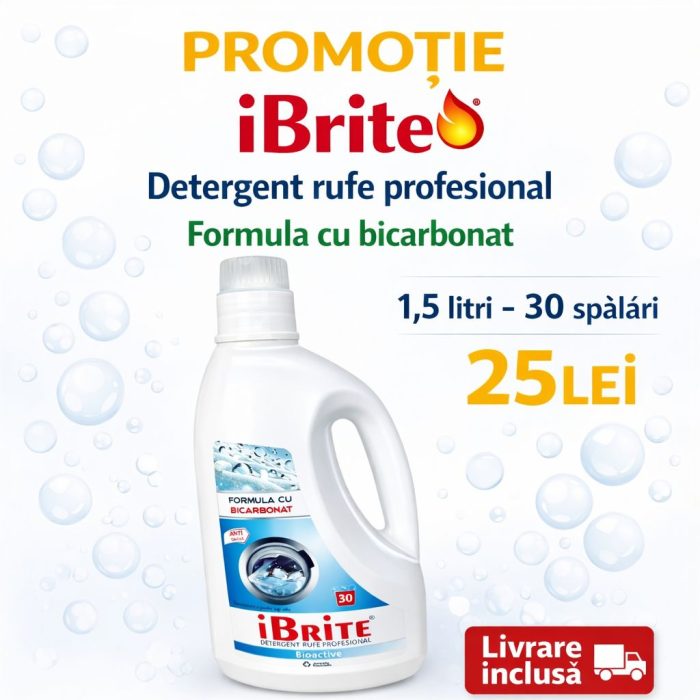iBrite, detergent de rufe profesional, formula cu bicarbonat 1.5 litri